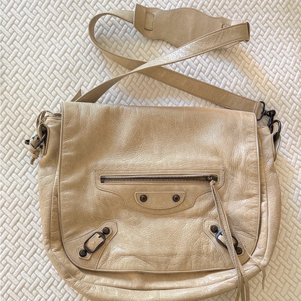 Beige Balenciaga Neo Folk Leather Women's Bag